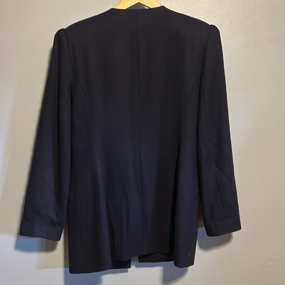 Oleg Cassini Vintage Navy collarless wool blazer single button size M/ L - Picture 13 of 16